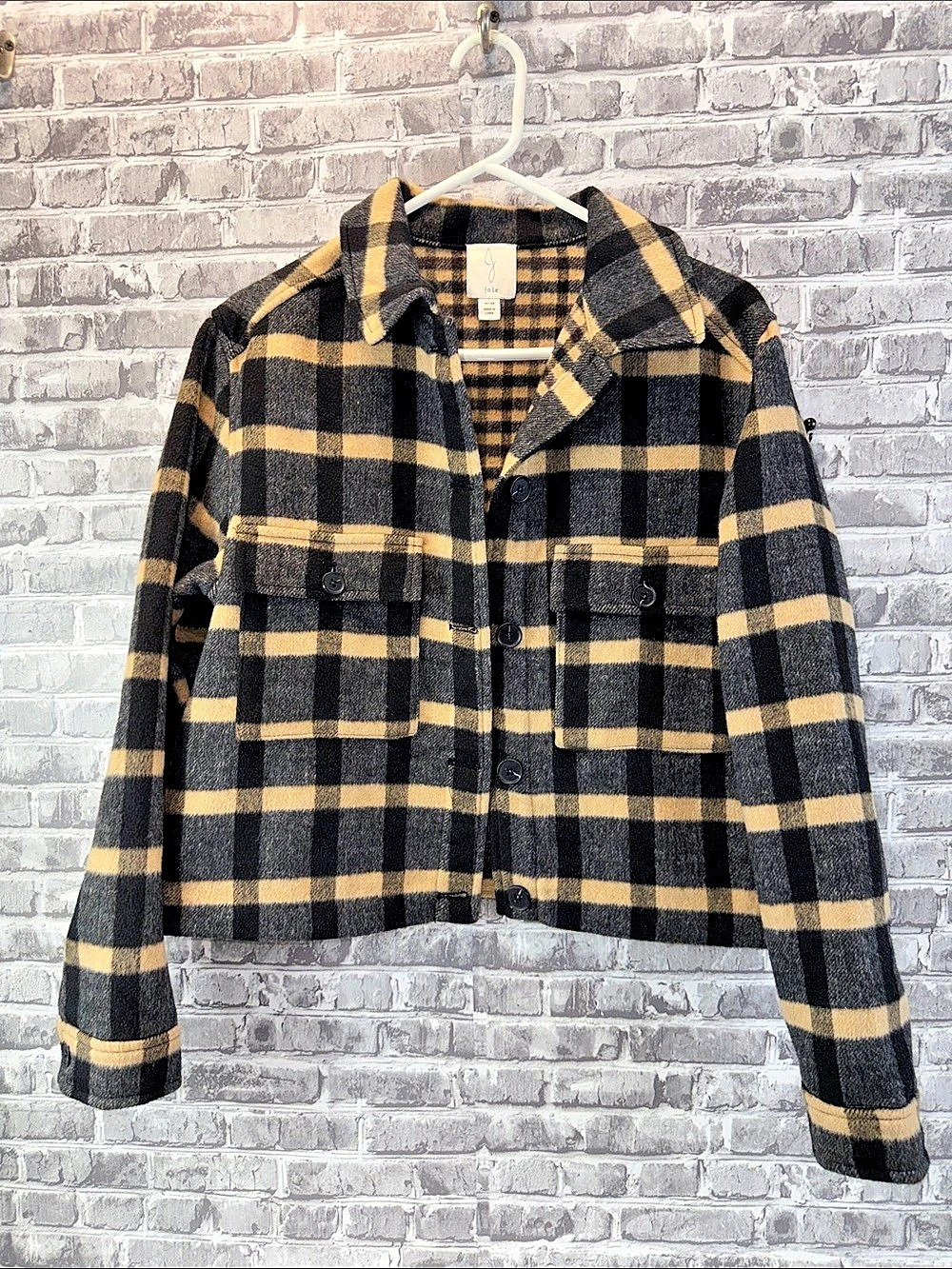 Joie Plaid Jacket in Black & Brown Size Medium